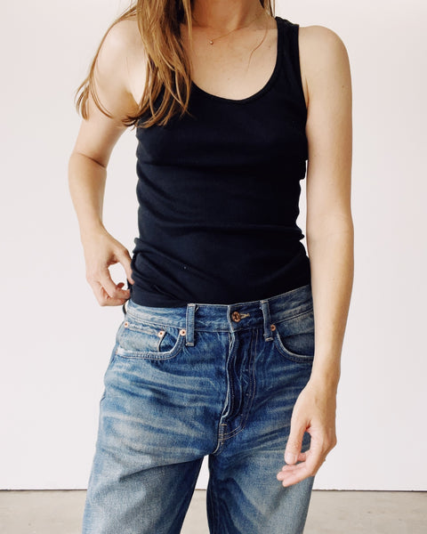 The Ribbed Tank Top Black