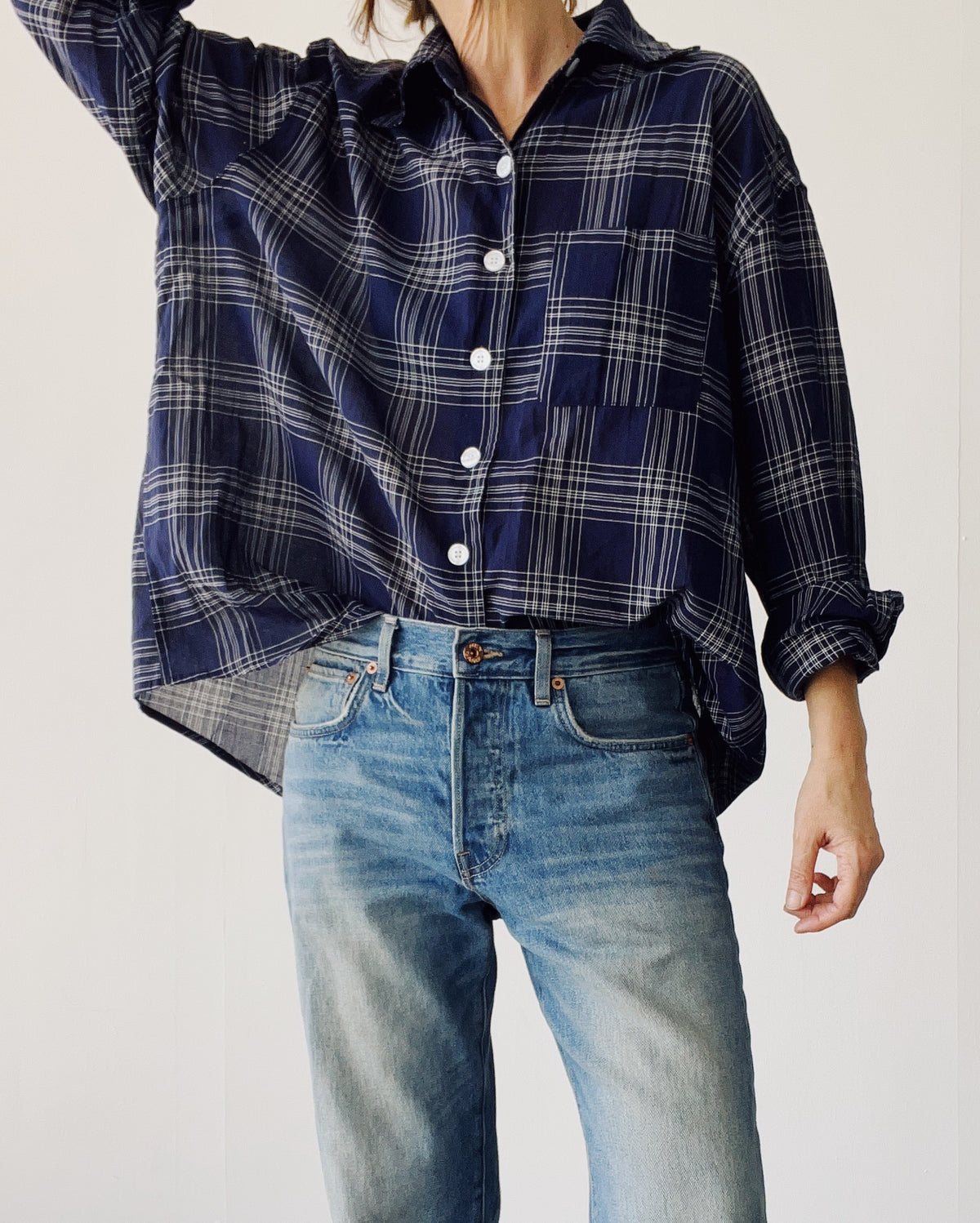 The Big Shirt Breezy Check Navy