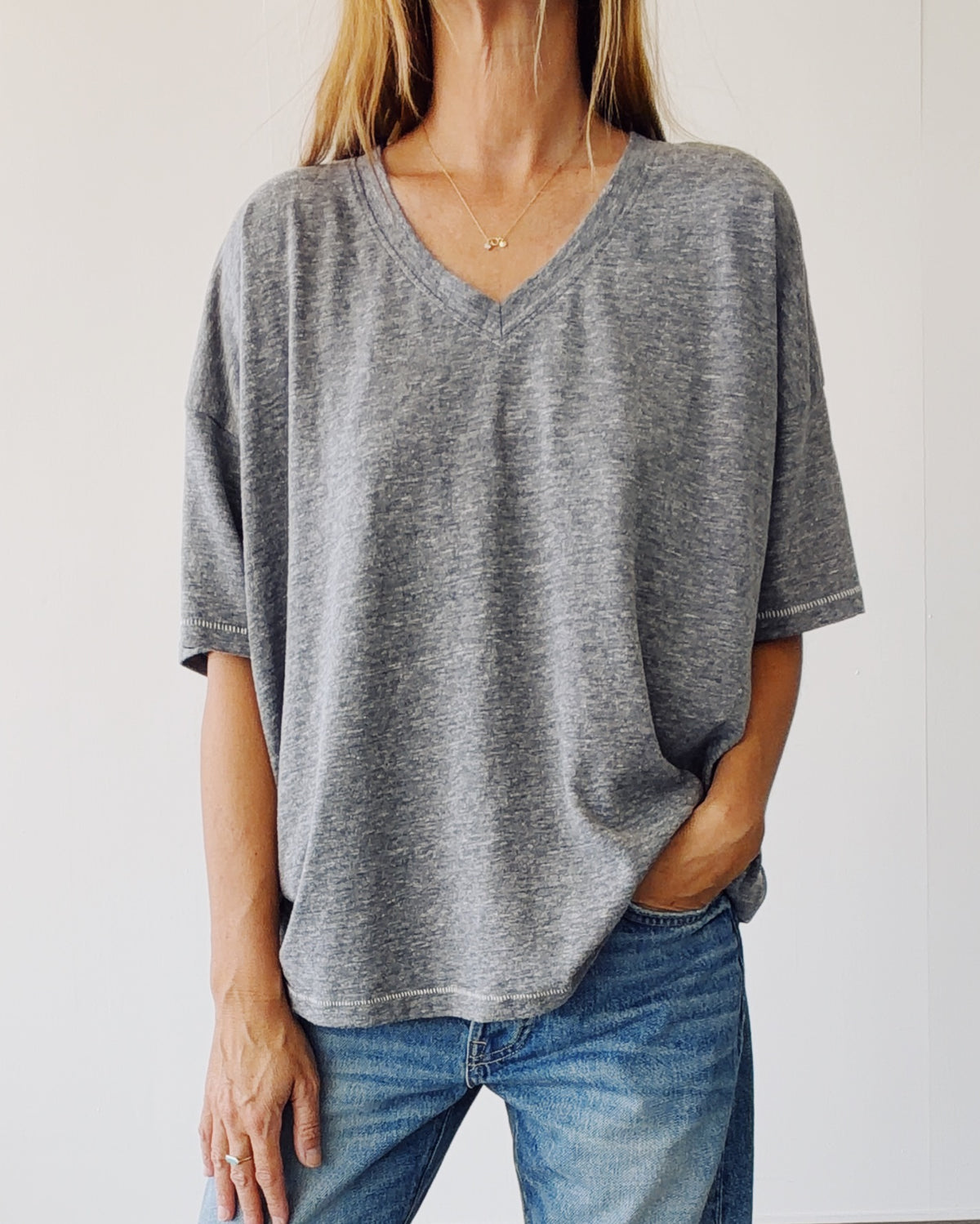 The Oversized V-Neck P.E. Grey