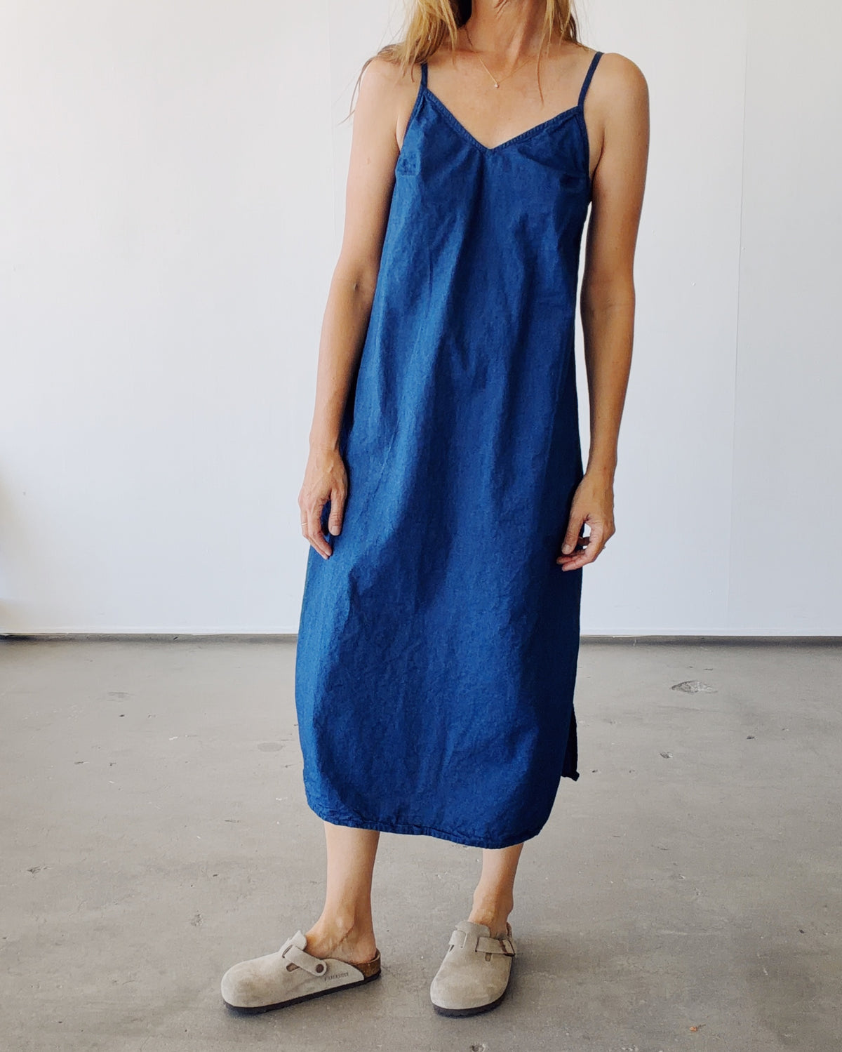 The Slip Dress Indigo Chambray