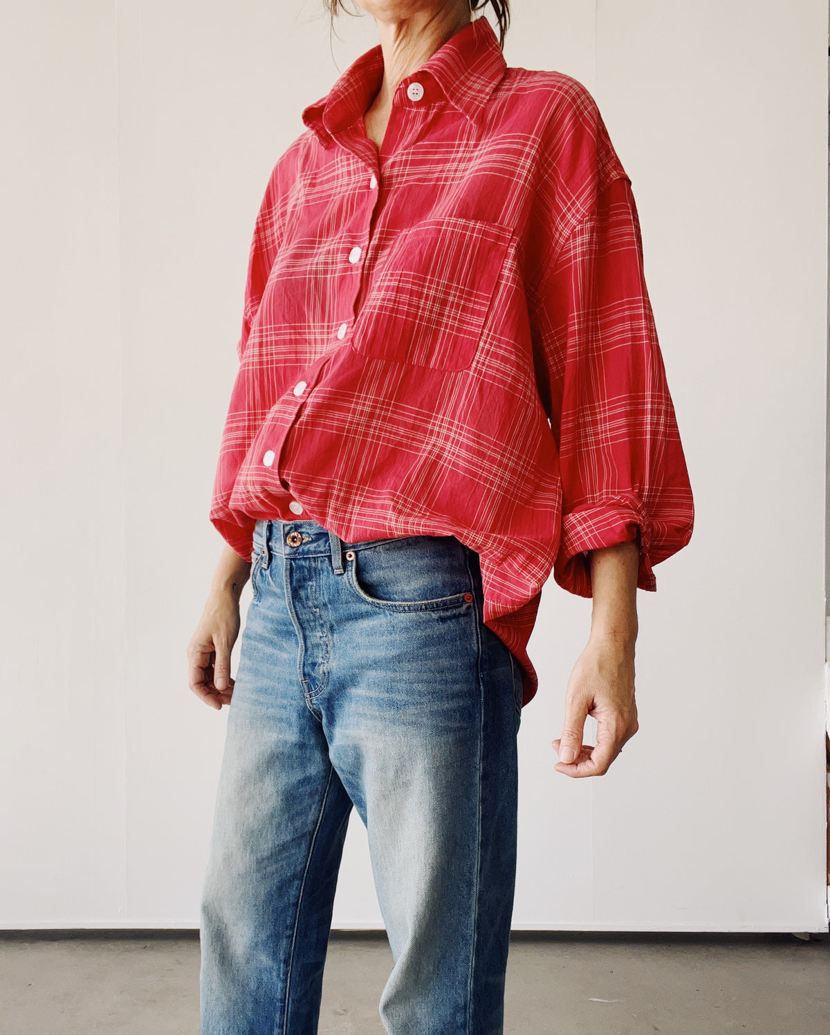 The Big Shirt Breezy Check Red