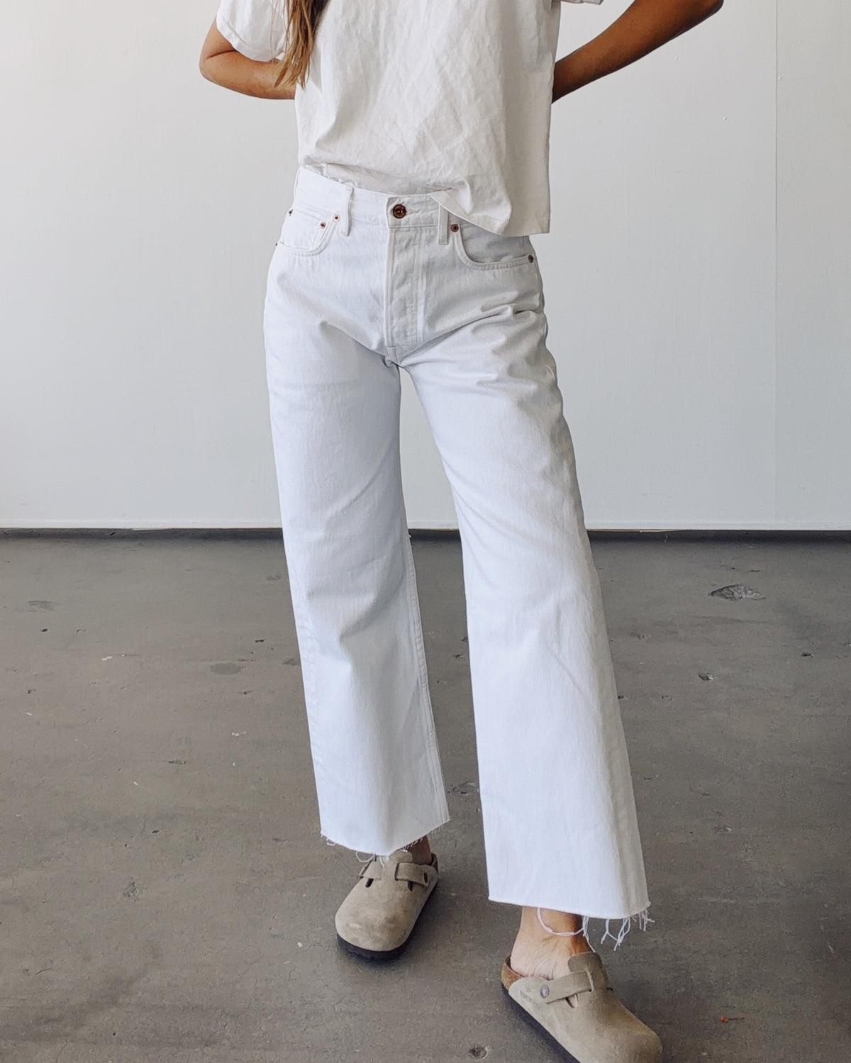 The Wide Leg Crop White