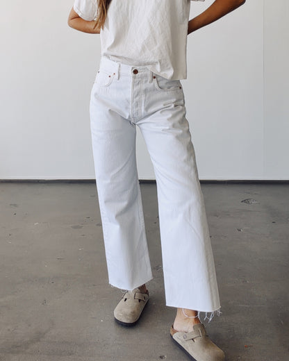 The Wide Leg Crop White