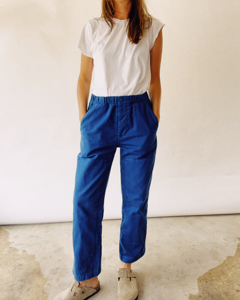 The Chore Pant French Blue Herringbone