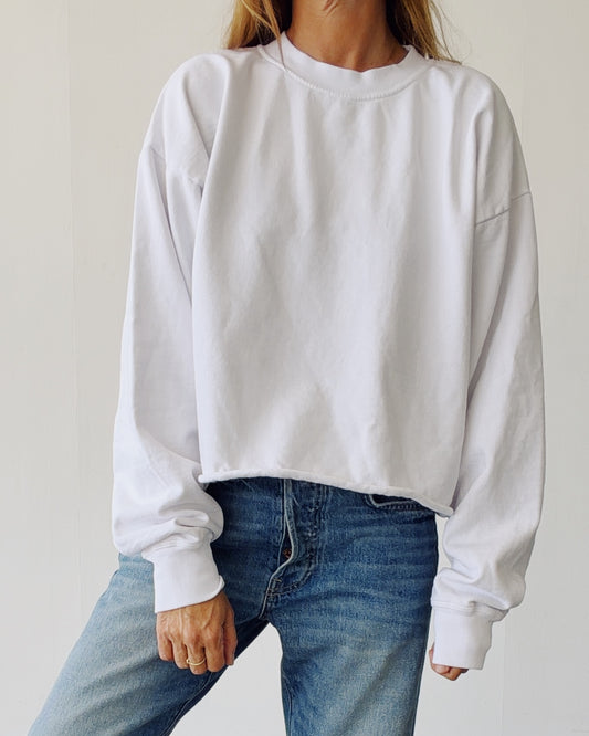 The Boxy Crop Sweatshirt White