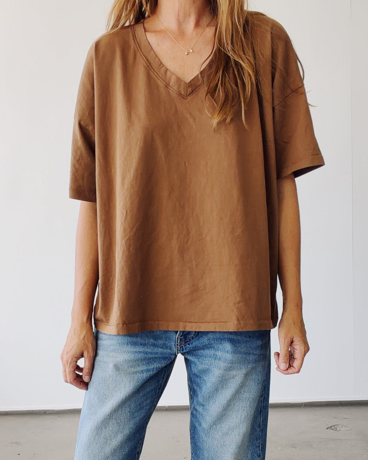 The Oversized V-Neck Carob