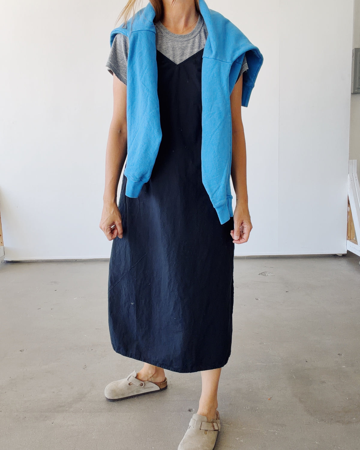 The Slip Dress Black Chambray