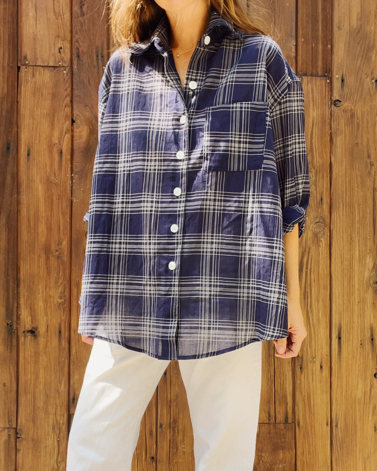 The Big Shirt Breezy Check Navy