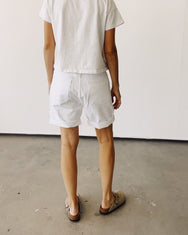 The Loose Denim Shorts White