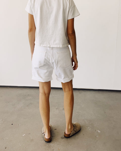 The Loose Denim Shorts White
