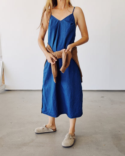 The Slip Dress Indigo Chambray