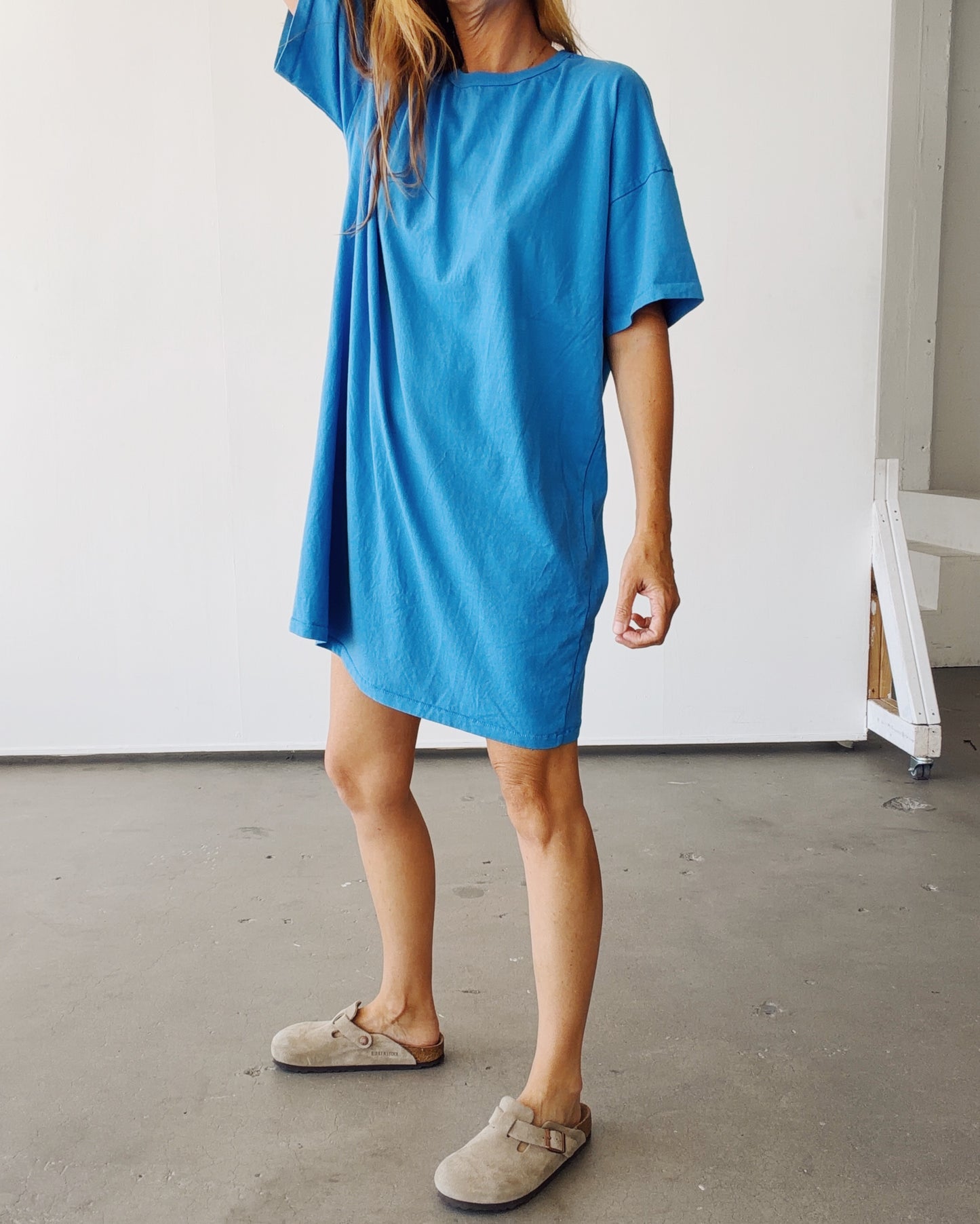 Oversized Tee Dress Cerulean