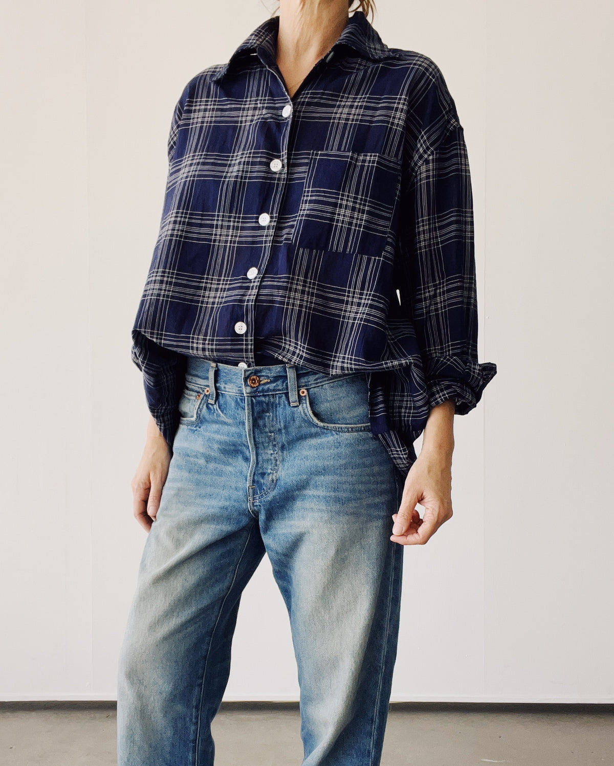 The Big Shirt Breezy Check Navy