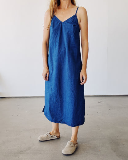 The Slip Dress Indigo Chambray