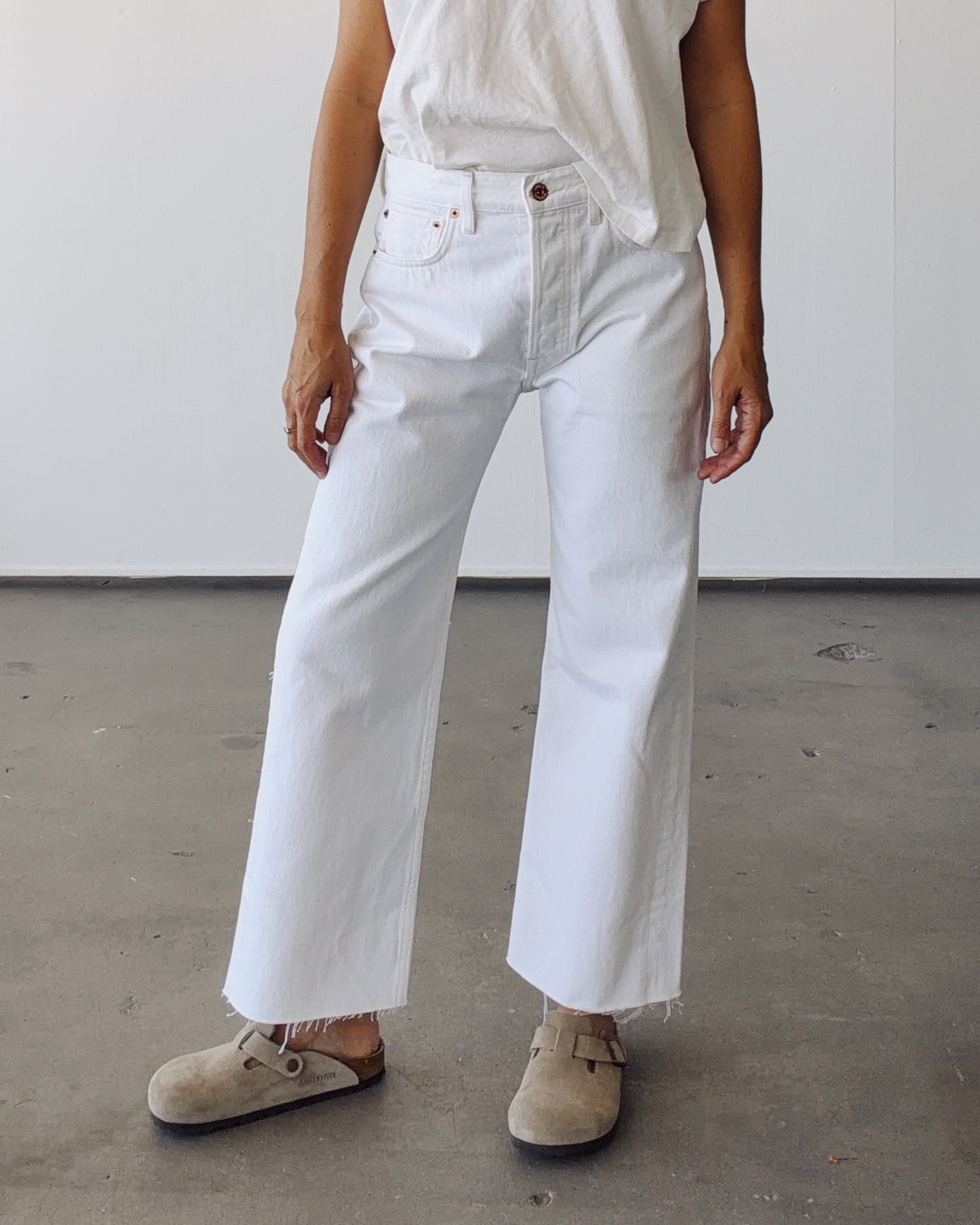 The Wide Leg Crop White