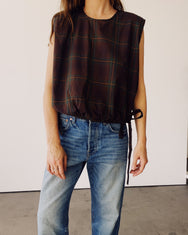 The Drawstring Crop Brown Plaid