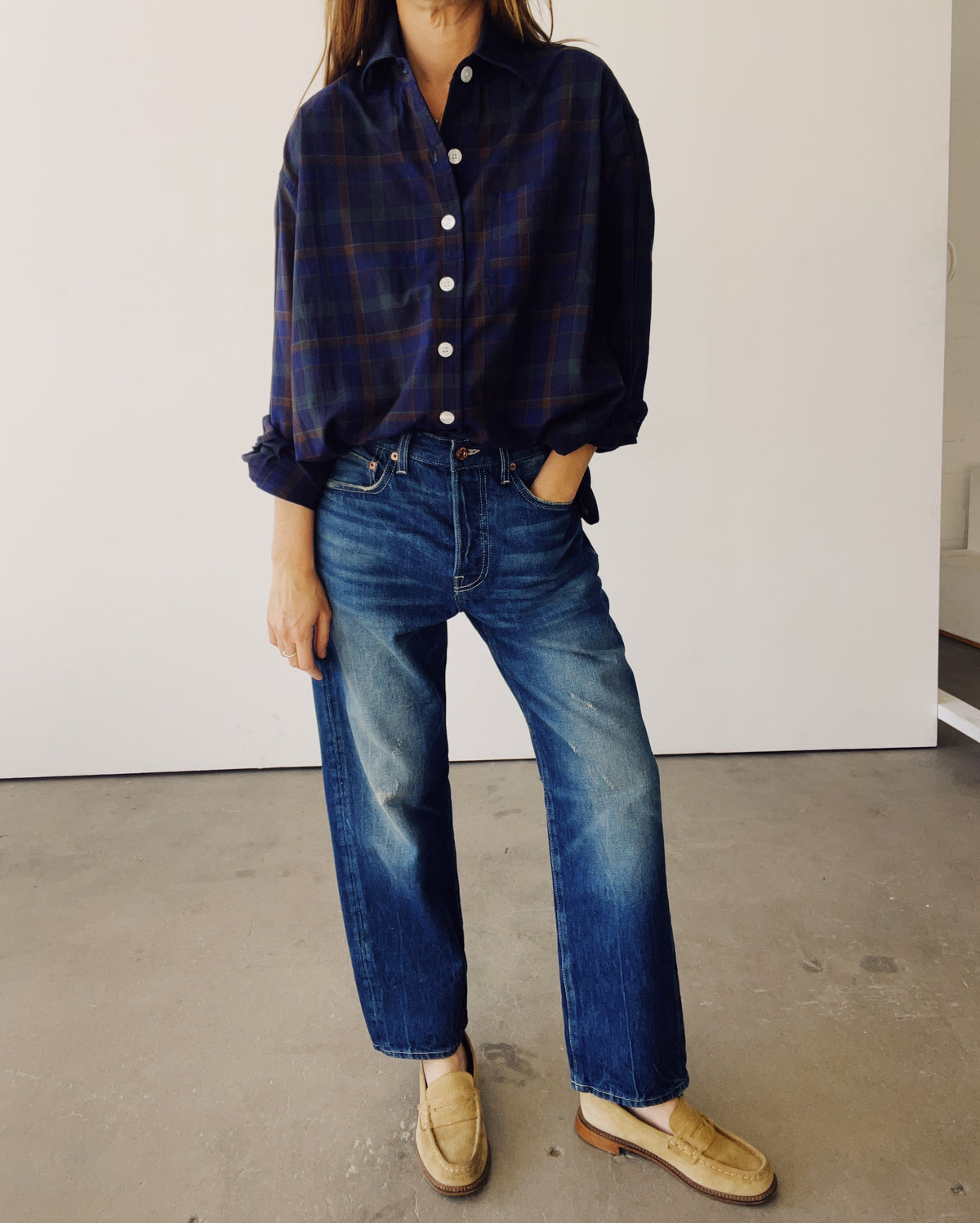 The Big Shirt Navy Plaid