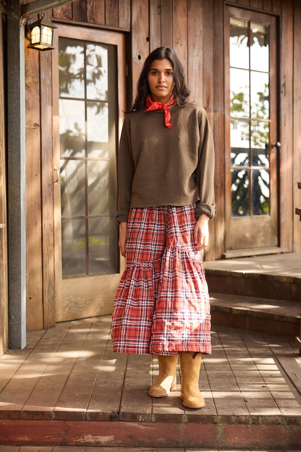 The Ranch Skirt Red Plaid