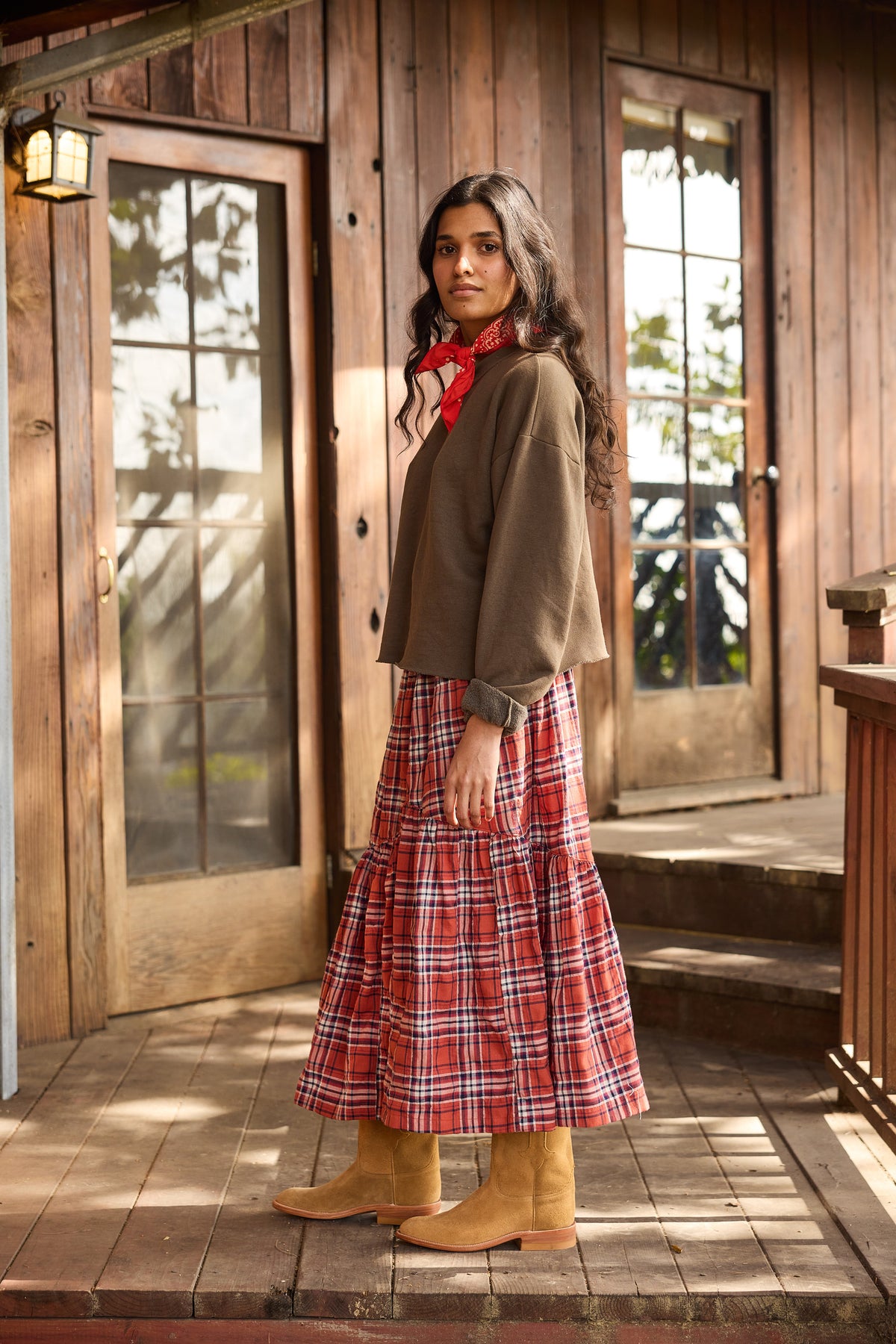 The Ranch Skirt Red Plaid
