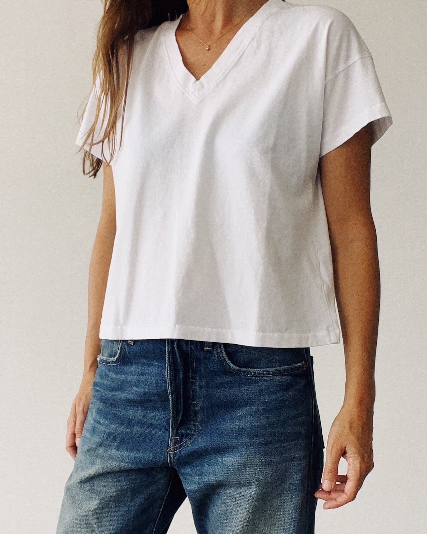 SS Boxy V-Neck White