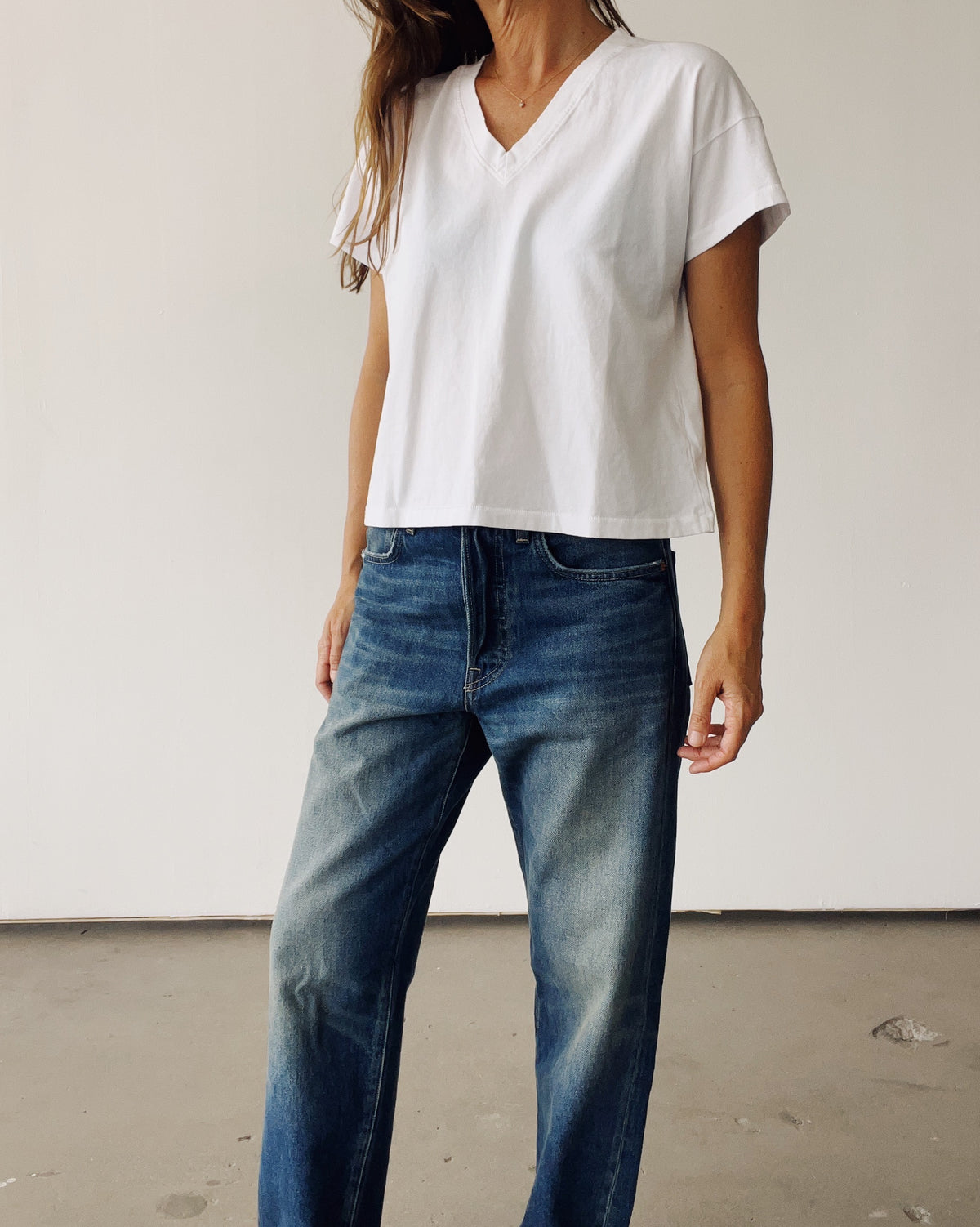 The Boxy V-Neck White